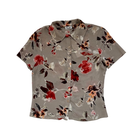 Women's Floral Print Two-Piece Suit: Short Sleeve Top and Midi Skirt - Picture 5 of 5